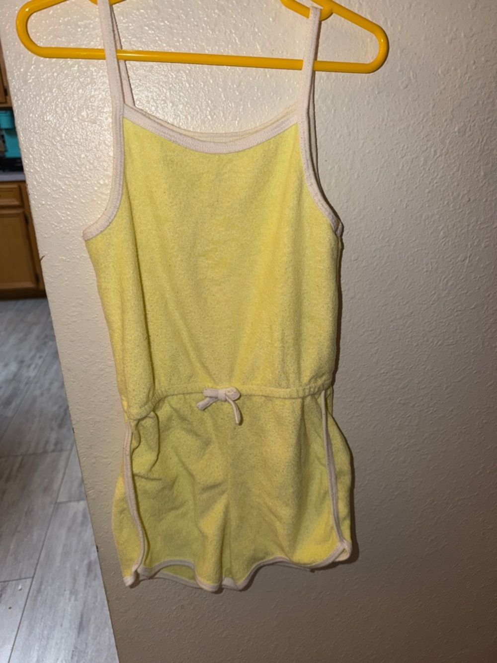 wonder nation Yellow Terry Romper with Contrast Trim